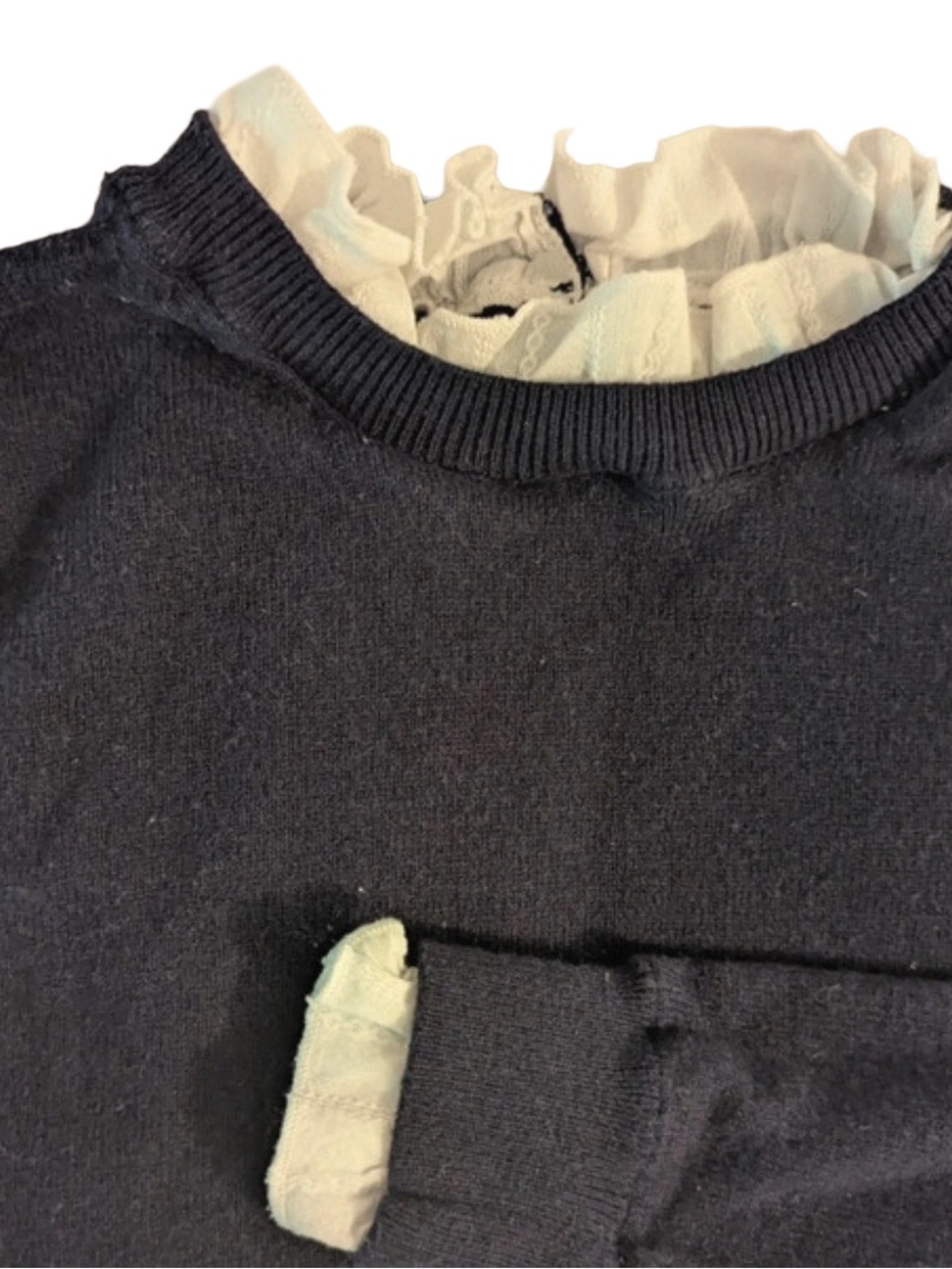 Boden Beatrice Sweater Dress Navy Wool Cashmere Ruffle Collar Preppy - Picture 5 of 8